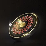 Roda de roleta preta e dourada com a bolinha branca
